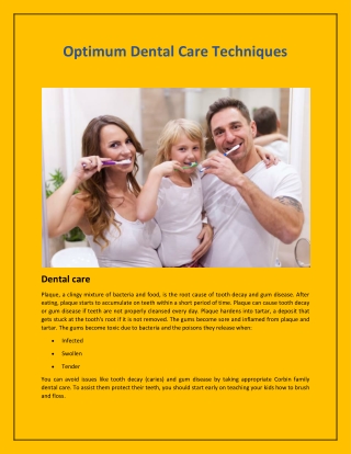 Optimum Dental Care Techniques