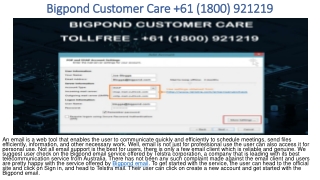 61 (1800) 921219 Bigpond Customer Care Number