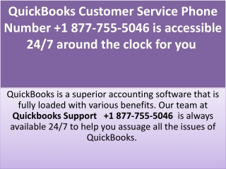 QuickBooks Customer Service Phone Number  1 877-755-5046