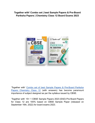 Together With CBSE Chemistry Sample Papers & Pre-Board Pariksha Papers (Combo)