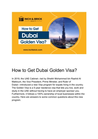 How to Get Dubai Golden Visa?