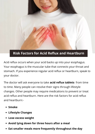 Risk Factors for Acid Reflux and Heartburn