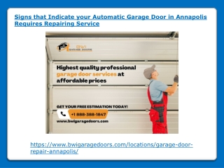 Signs that Indicate your Automatic Garage Door in Annapolis