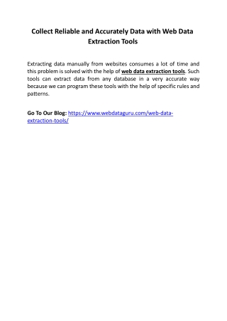 Collect Reliable and Accurately Data with Web Data Extraction Tools