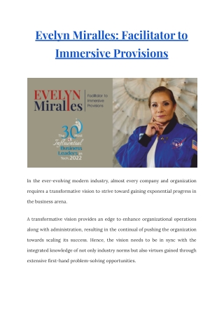 Evelyn Miralles Facilitator to Immersive Provisions