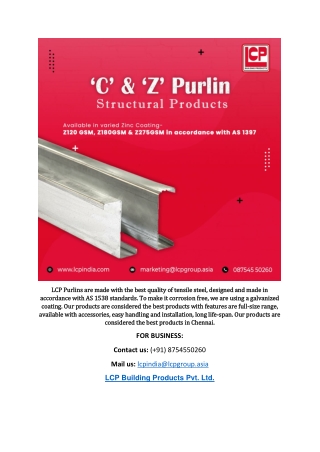 Steel purlin manufacturers in Chennai