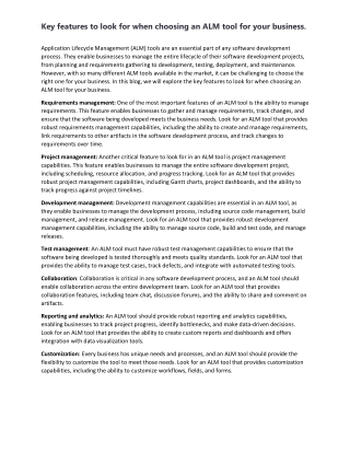 Key Features of Choosing Alm
