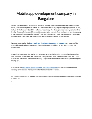 Mobile app development company in Bangalore
