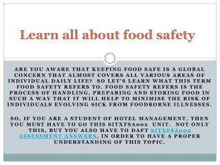 Learn all about food safety