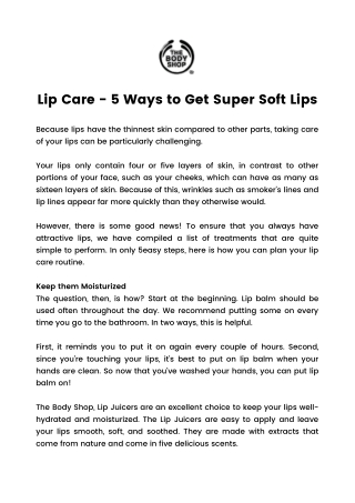 Lip Care - 5 Ways to Get Super Soft Lips