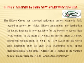 Eldeco Magnolia Park Noida@9999684955