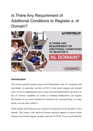 Is There Any Requirement of Additional Conditions to Register a .nl Domain_