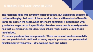 5 Natural Hair Care Ideas In 2023