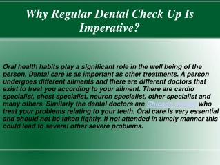 Why Regular Dental Check Up Is Imperative?