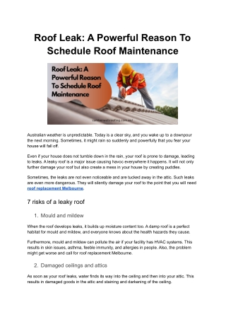 Roof Leak: A Powerful Reason To Schedule Roof Maintenance