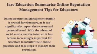 Jaro Education Summarise Online Reputation Management Tips for Educators