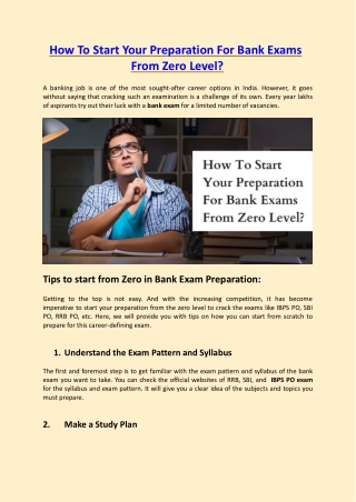 How To Start Your Preparation For Bank Exams From Zero Level?