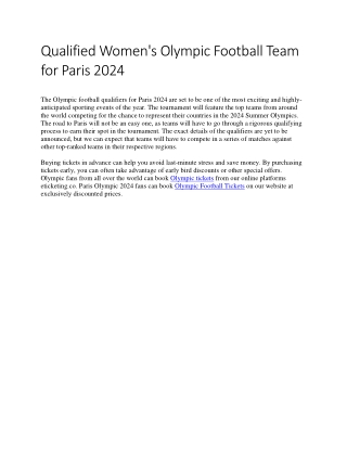 Olympic Football women Qualifier Paris 2024