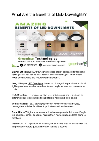 What Are the Benefits of LED Downlights?