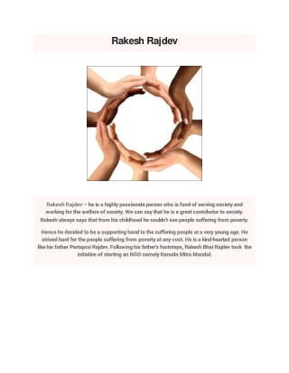 Know About The Owner Of NGO And His Businesses – Rakesh Rajdev