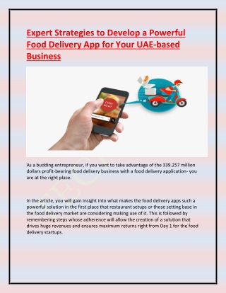 Expert Strategies to Develop a Powerful Food Delivery App for Your UAE-based Business