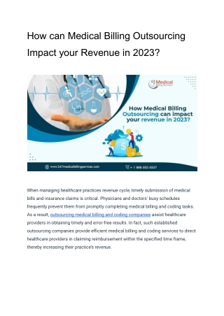 How can Medical Billing Outsourcing Impact your Revenue in 2023