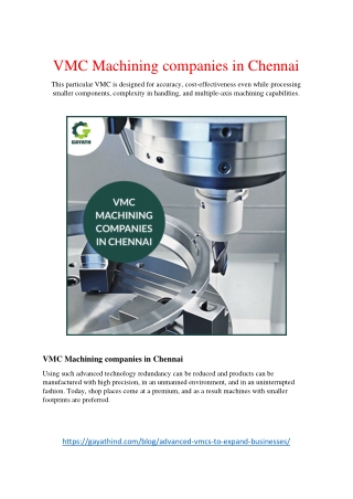 VMC Machining companies in Chennai