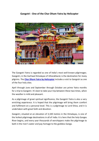 Gangotri - One of the Char Dham Yatra by Helicopter