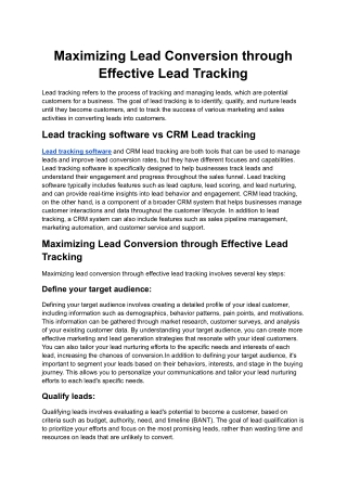 Maximizing Lead Conversion through Effective Lead Tracking