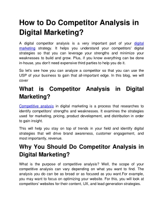 How to Do Competitor Analysis in Digital Marketing
