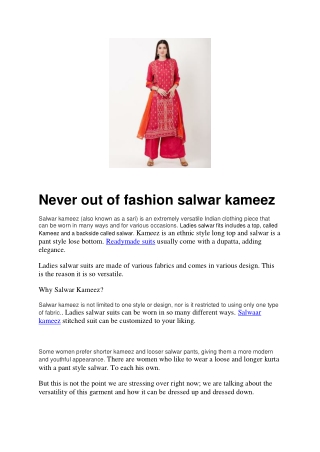 Never out of fashion salwar kameez