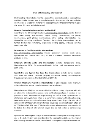 What is Electroplating Intermediate?