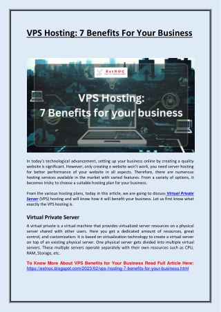 VPS Hosting: 7 Benefits for your business