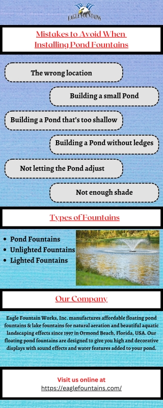 Mistakes to Avoid When Installing Pond Fountains