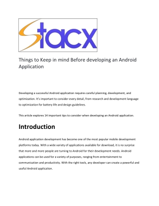 Things to Keep in mind Before developing an Android Application