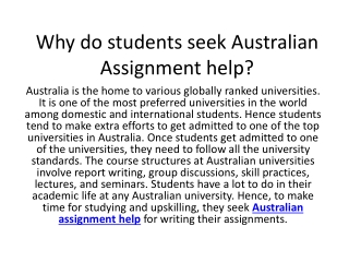 Why do students seek Australian Assignment help