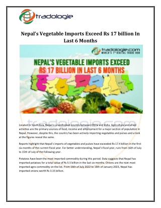 Nepal’s Vegetable Imports Exceed Rs 17 billion In Last 6 Months