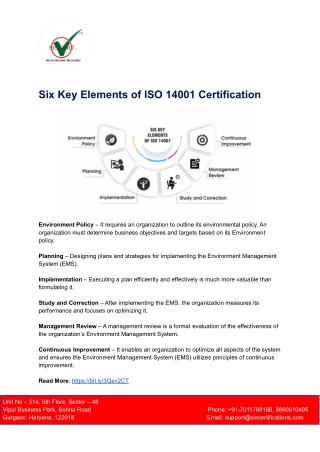 Six Key Elements of ISO 14001 Certification