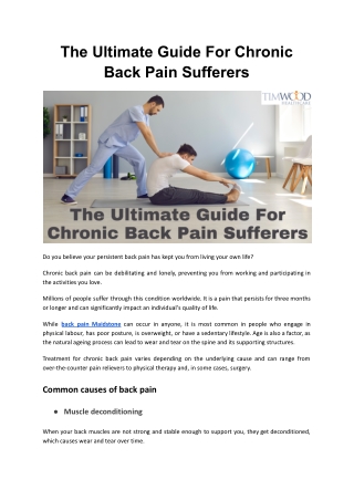 The Ultimate Guide For Chronic Back Pain Sufferers