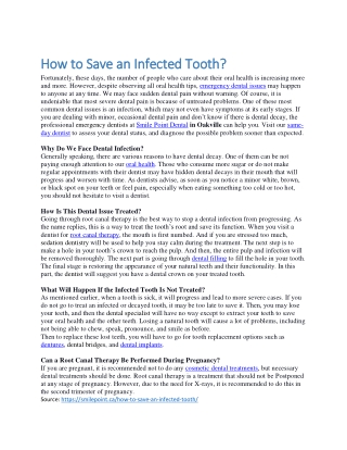 How to Save an Infected Tooth