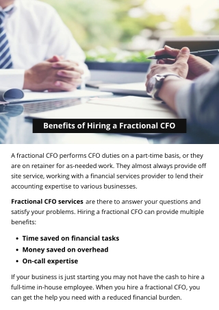 Benefits of Hiring a Fractional CFO