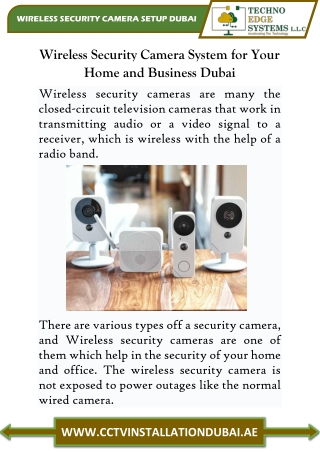 Wireless Security Camera System for Your Home and Business Dubai