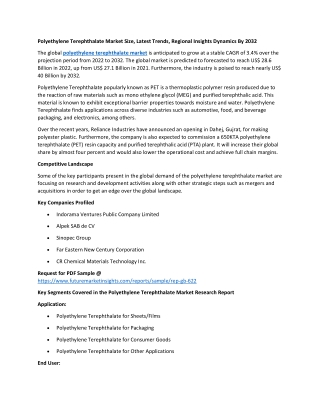 Polyethylene Terephthalate Market