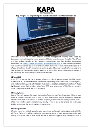 Top Plugins for Improving the Functionality of Your WordPress Site