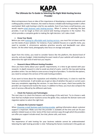 The Ultimate Go-To Guide to Selecting the Right Web Hosting Service Provider