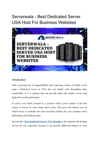 Serverwala - Best Dedicated Server USA Host For Business Websites