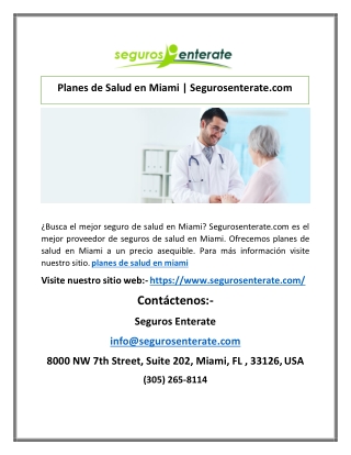 Planes de Salud en Miami | Segurosenterate.com