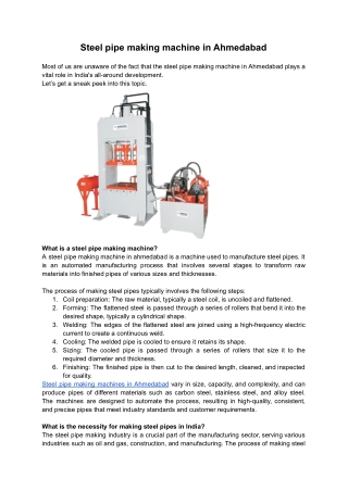 steel pipe making machine in Ahmedabad