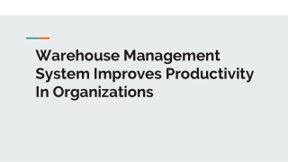 Warehouse Management System Improves Productivity In Organizations