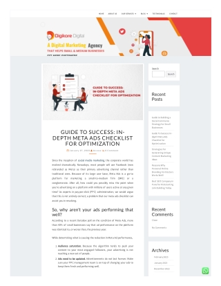 Guide To Success Indepth Meta Ads Checklist for Optimization